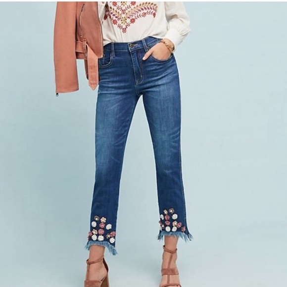 NWOT Ella Moss Floral Embroidered Ankle Jean Size 32 - Picture 2 of 15